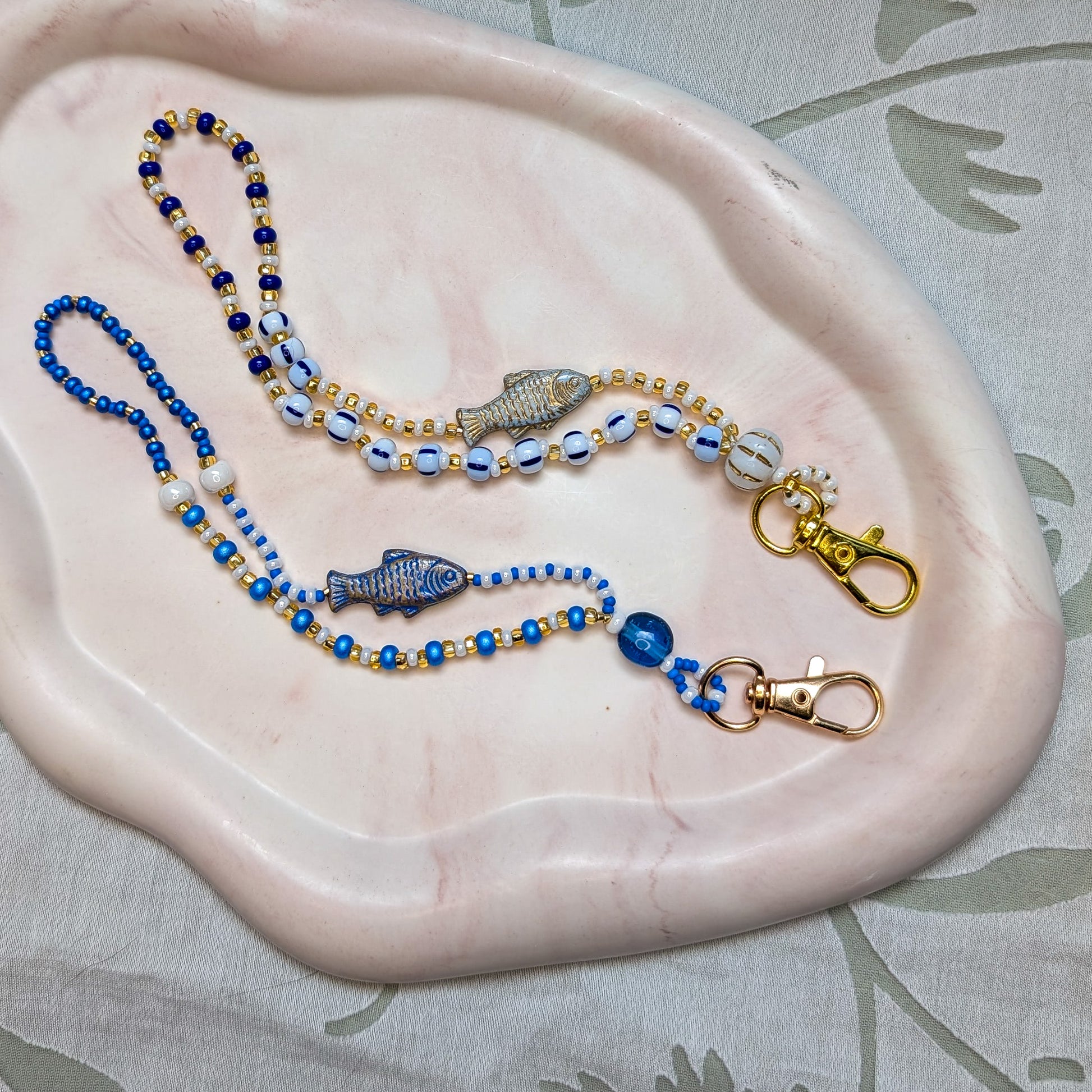 Beaded Lanyard Wrist Chain with a Little Fish