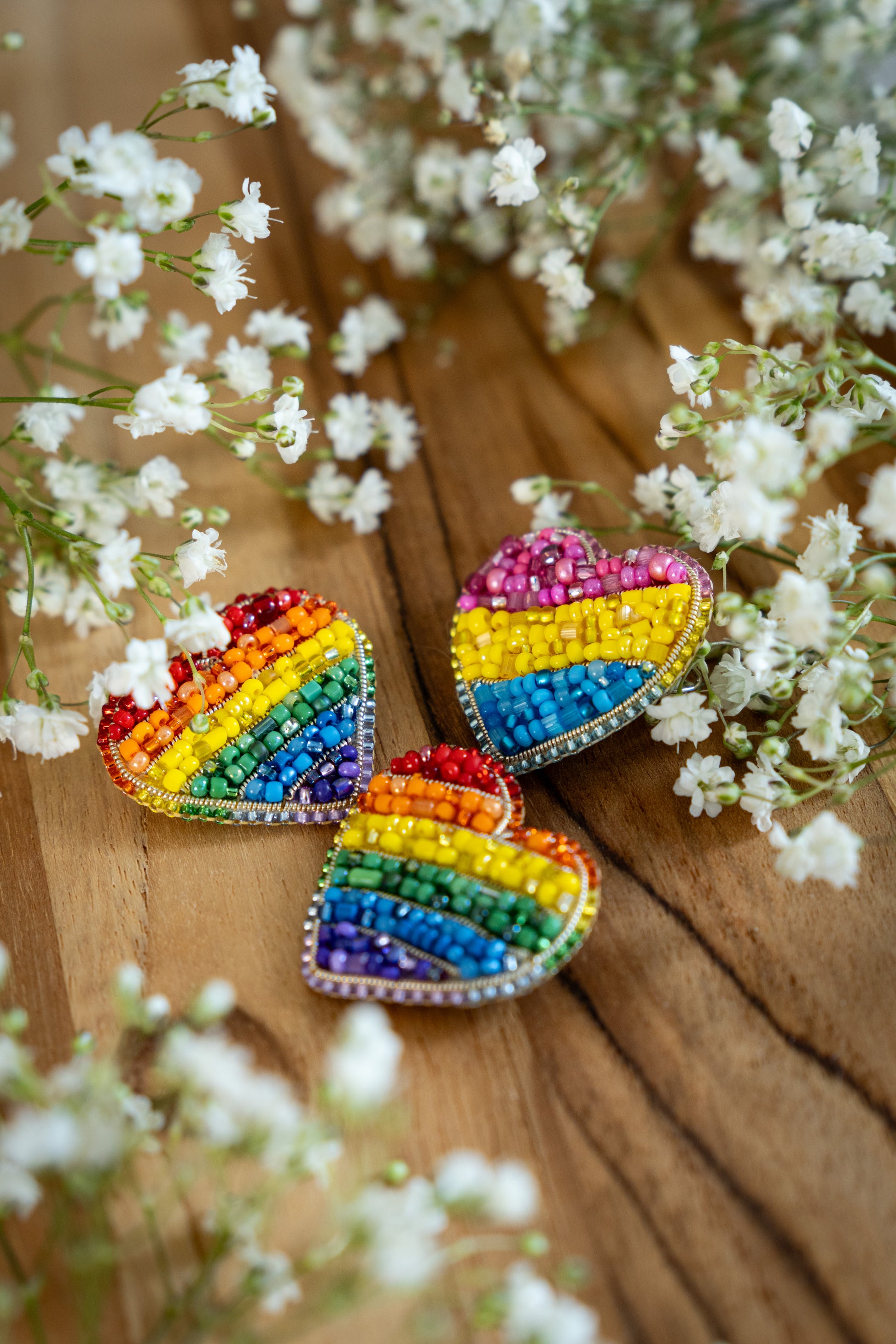 Heart Shaped Pin in Pride Flag Colors