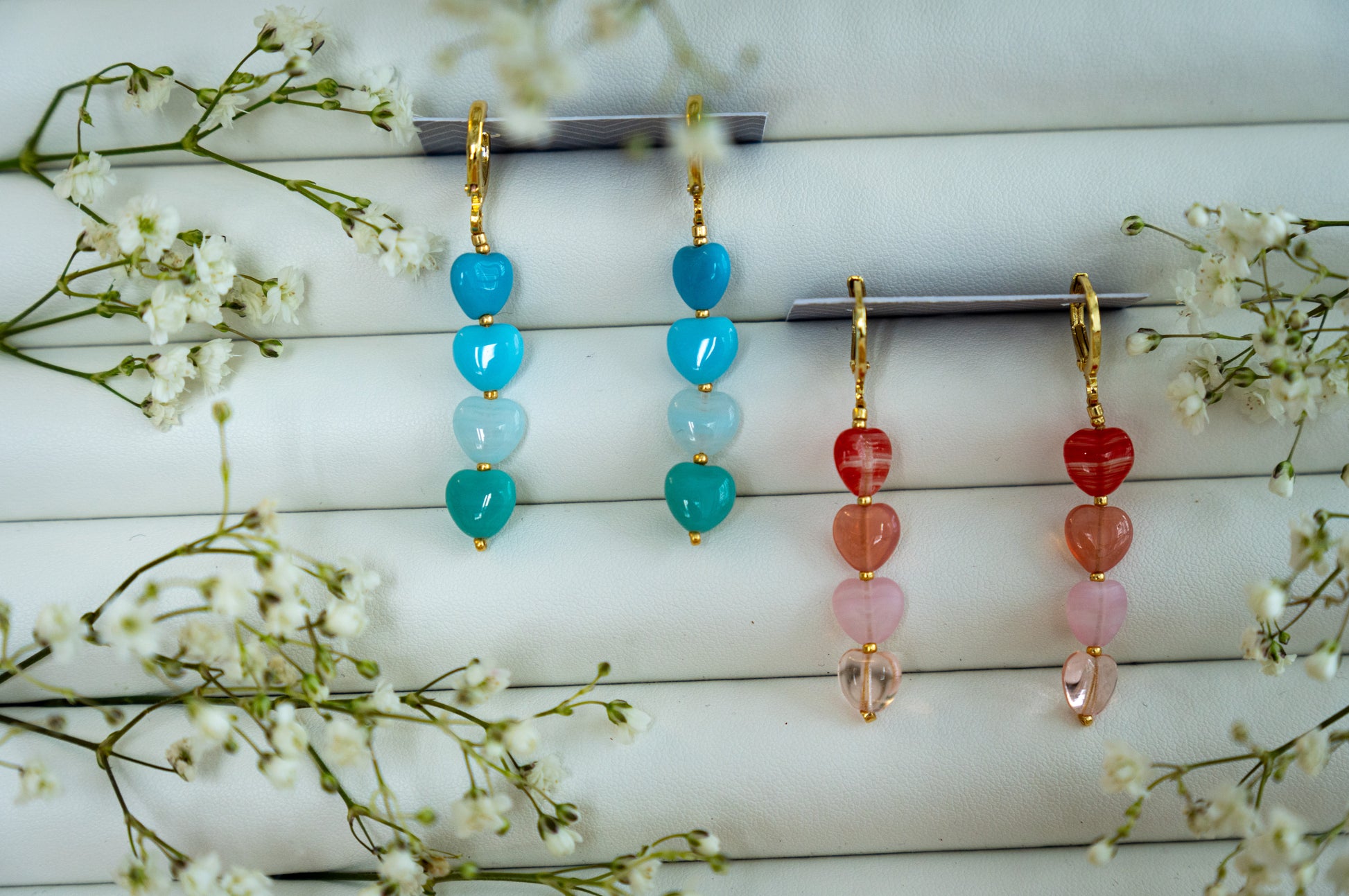Glass Hearts Drop Hoops