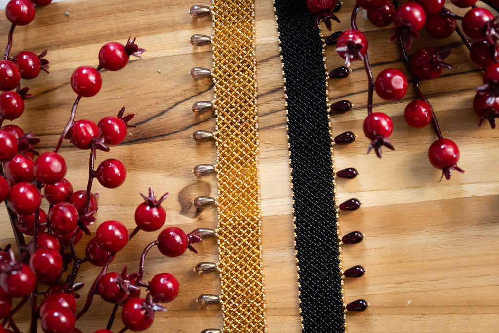 Black Choker Necklace with Dark Red Drops