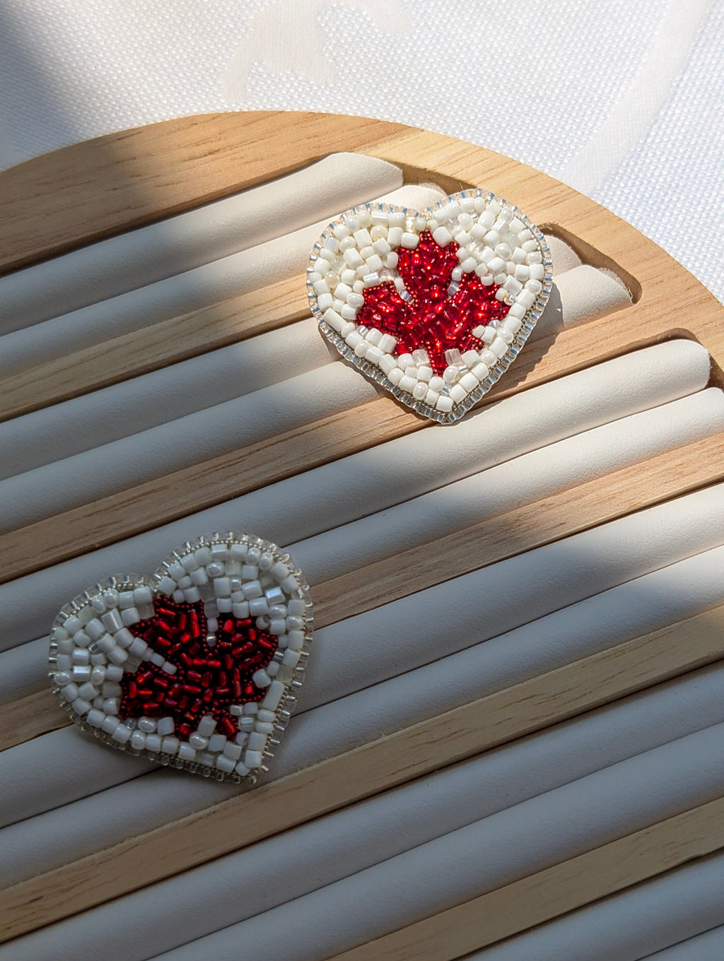 Heart-shaped Pin with Canadian Maple Leaf