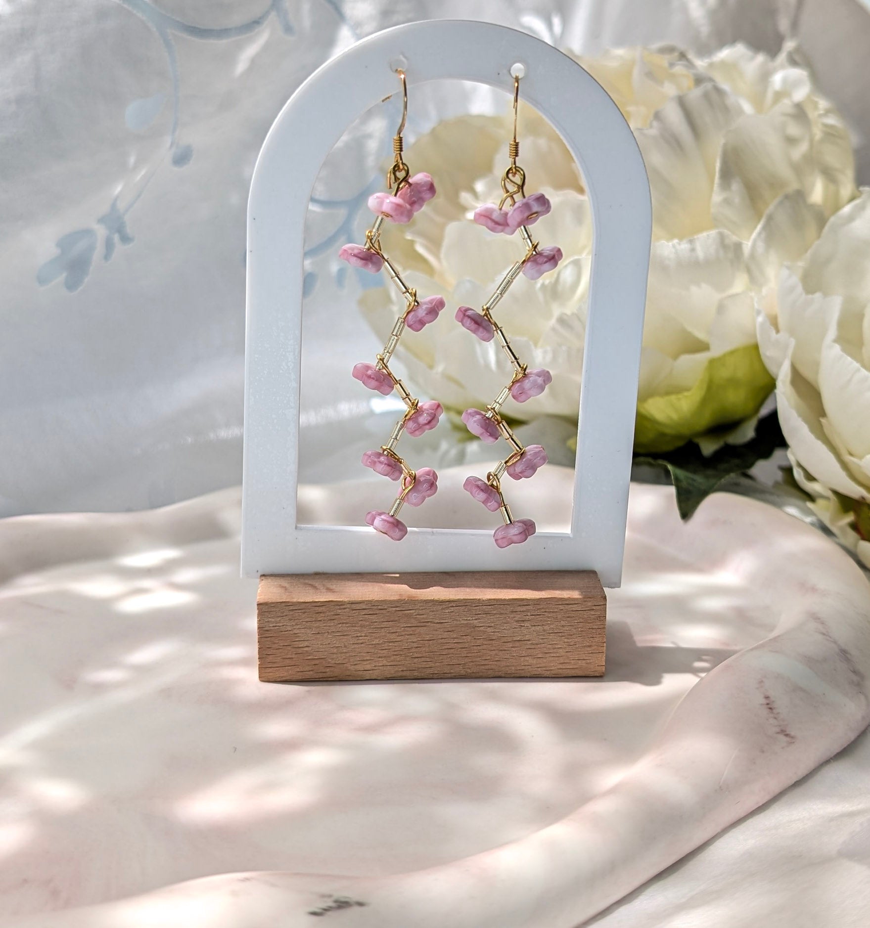 Drop Earrings with Tiny Flowers