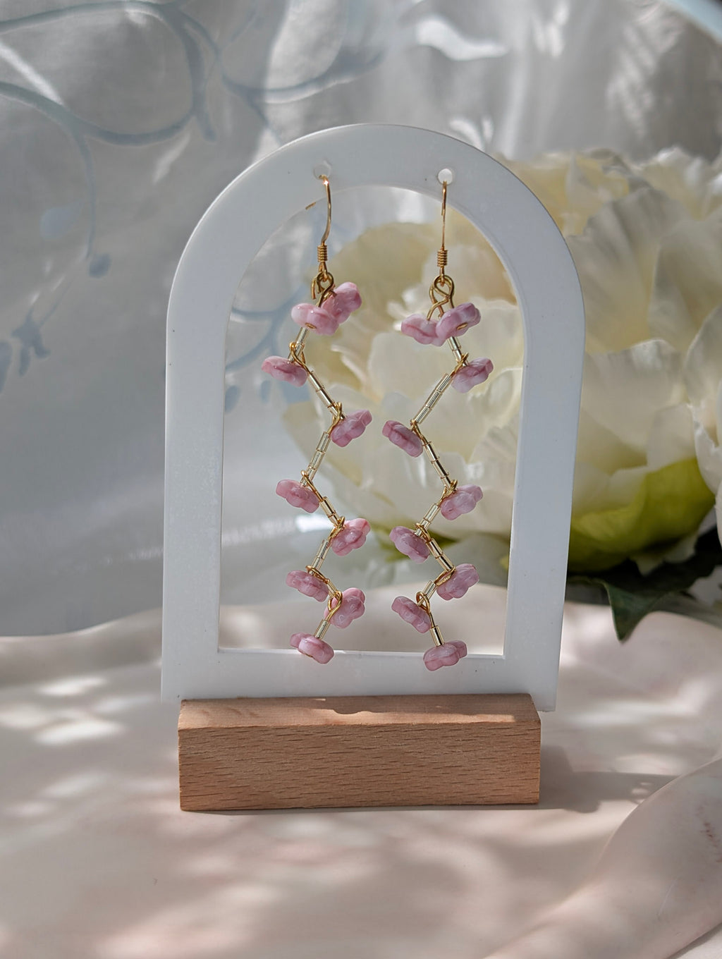 Drop Earrings with Tiny Flowers