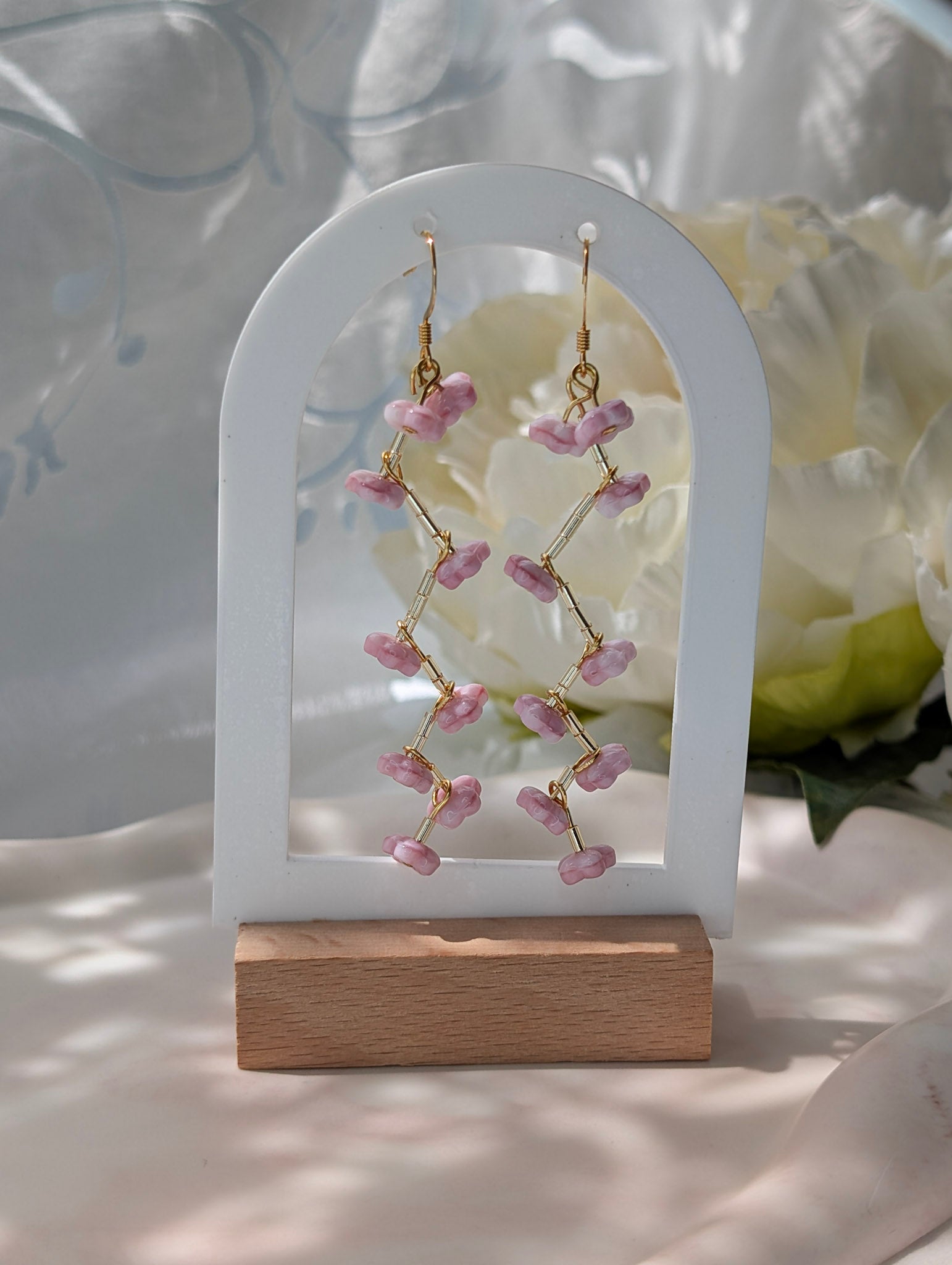Drop Earrings with Tiny Flowers