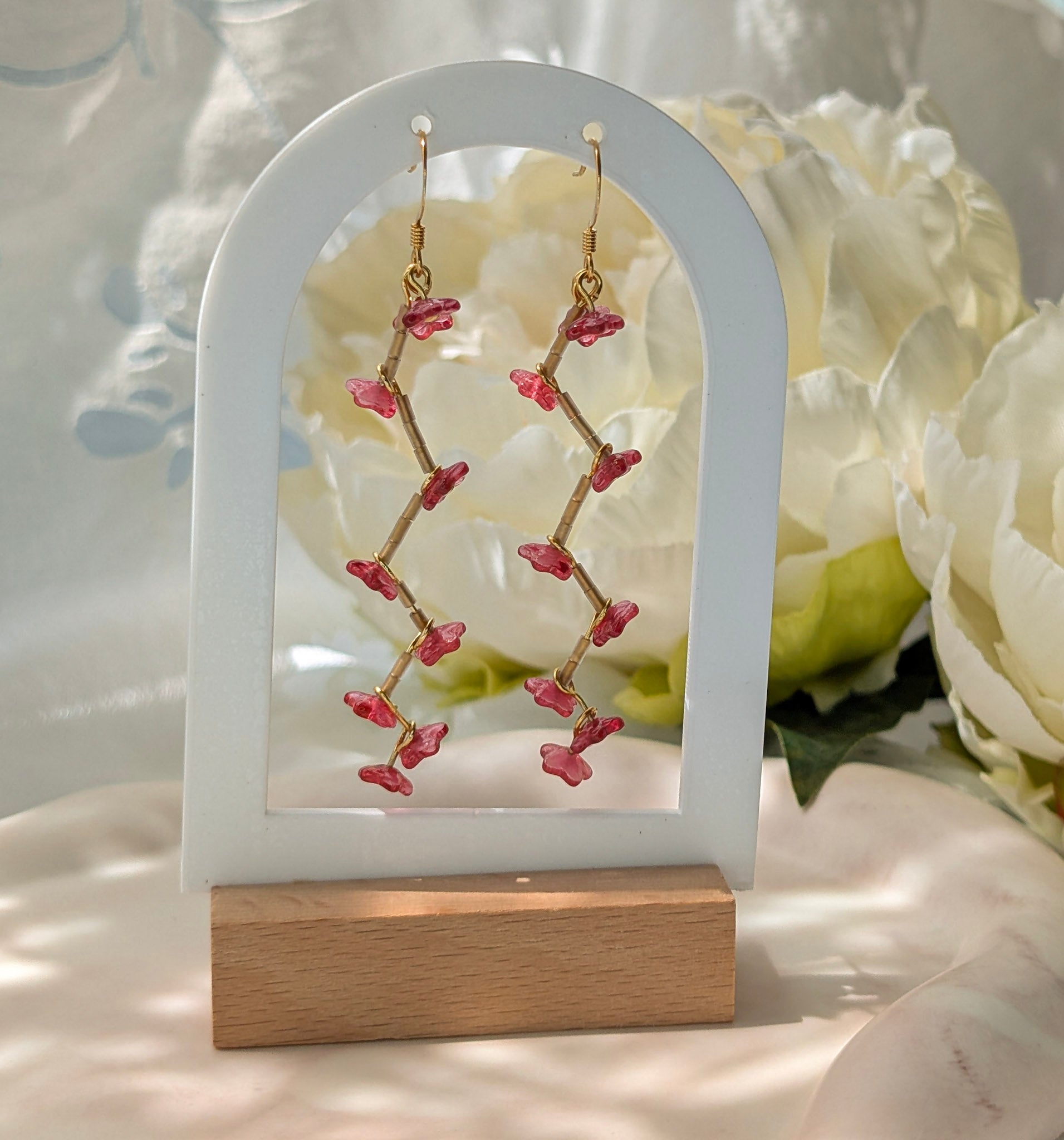 Drop Earrings with Tiny Flowers