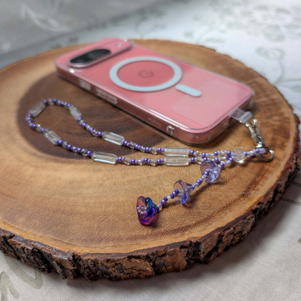 Beaded Lanyard Wrist Chain with Bell Flowers