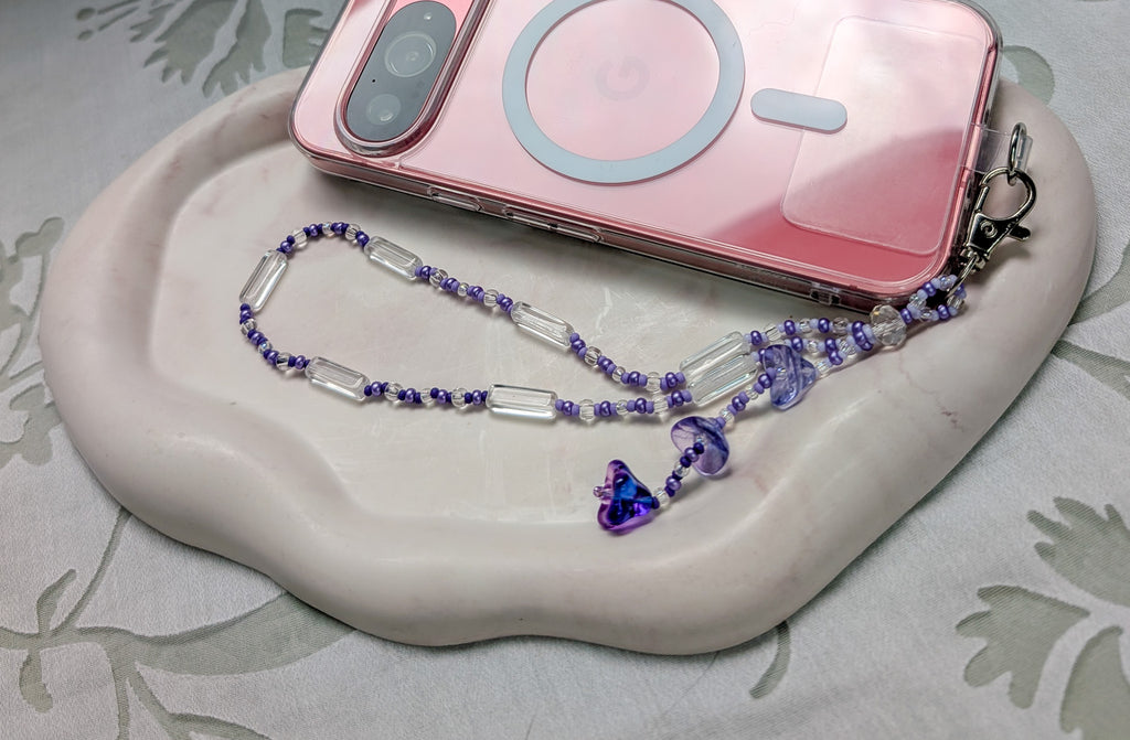 Beaded Lanyard Wrist Chain with Bell Flowers