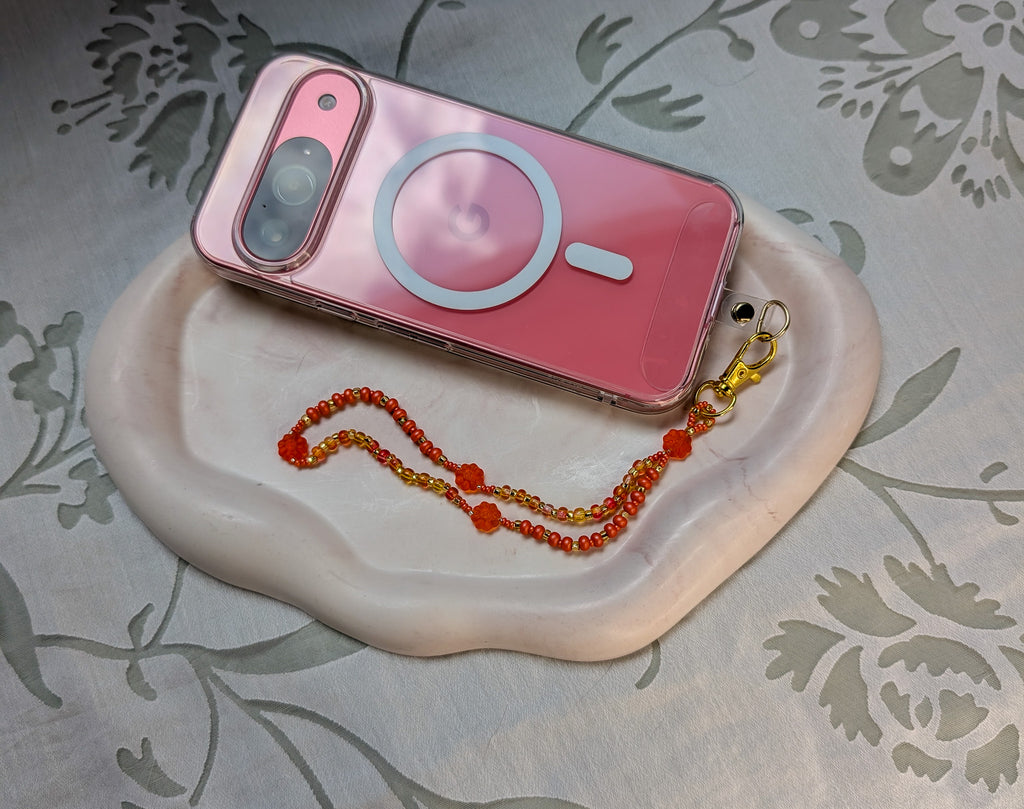 Beaded Lanyard Wrist Chain in Fanta Orange Color