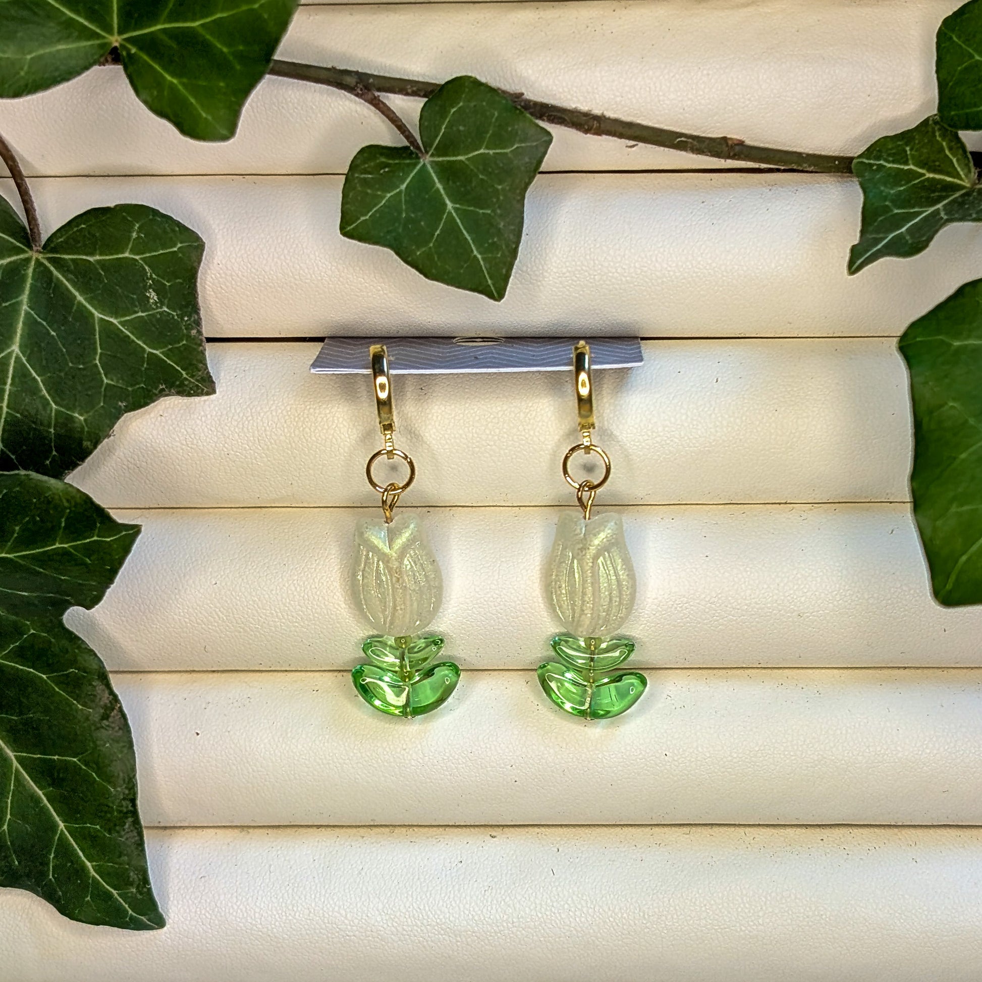 Glass Tulips with Gold Hoops
