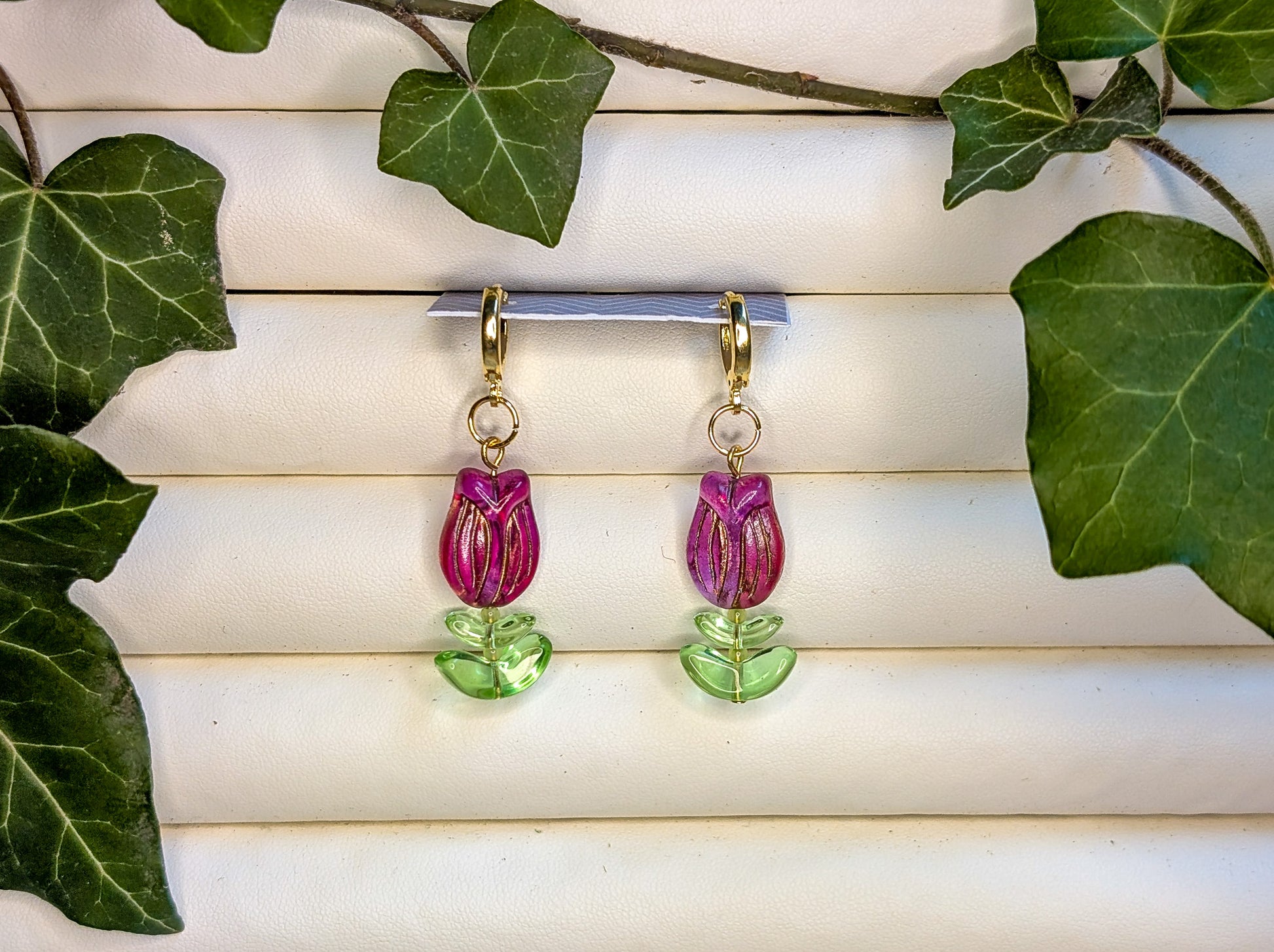 Glass Tulips with Gold Hoops