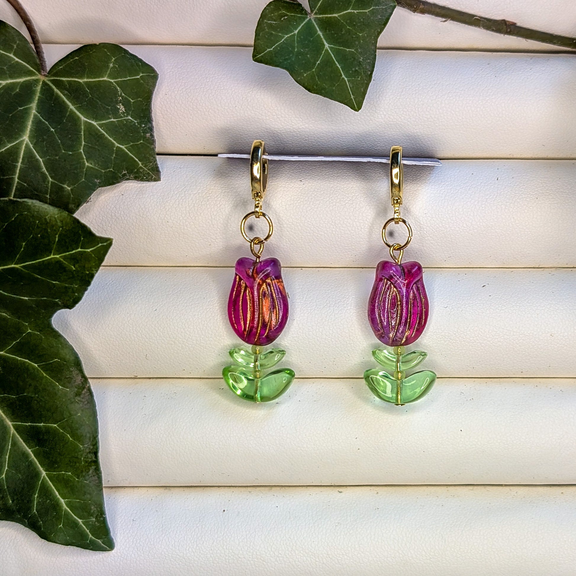 Glass Tulips with Gold Hoops