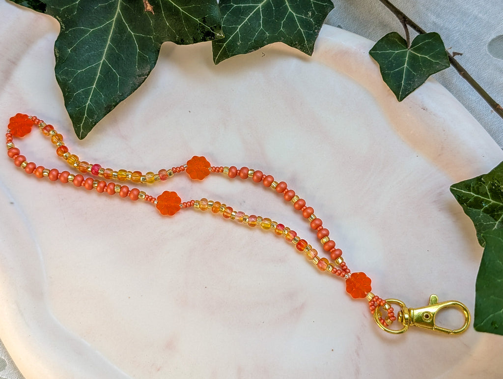 Beaded Lanyard Wrist Chain in Fanta Orange Color