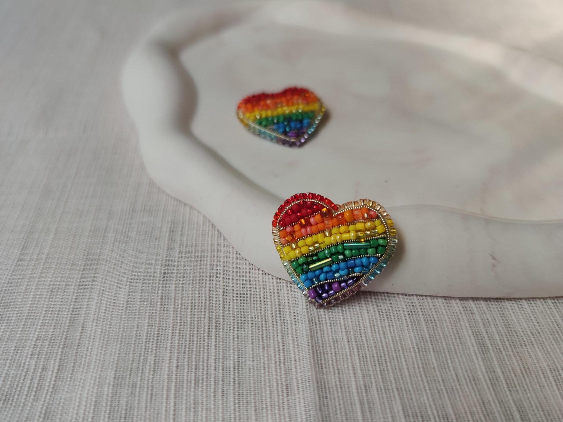 Heart Shaped Pin in Pride Flag Colors